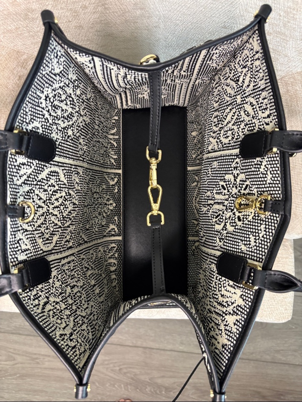 Viola Castellani leather crochet tote black/beige Made in Italy New - Picture 8 of 10